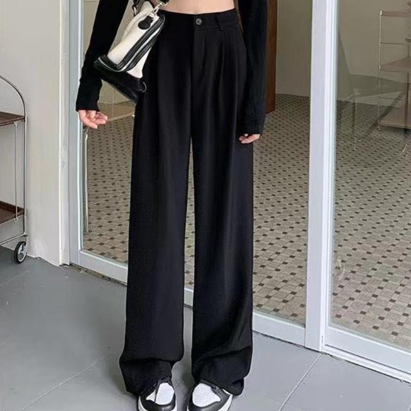 Sexysexy Spring Autumn Female Solid Wide Leg Pants Women Full Length Pants Ladies High Quality Simple Casual Straight Pants