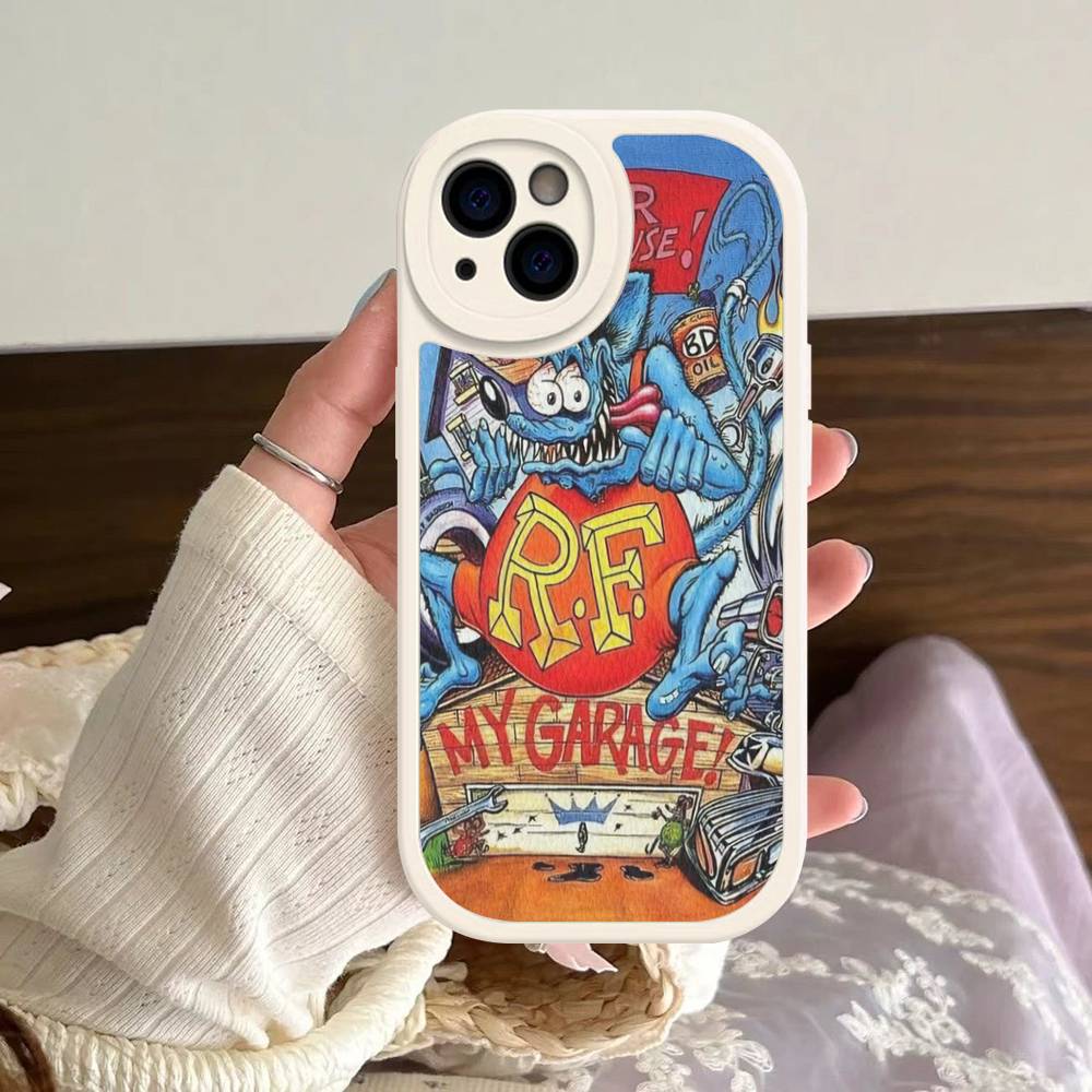Забавный чехол Rat Fink из твердой кожи для iPhone 14 13 16 Mini 15 14 11 12 Pro Max Plus Fundas