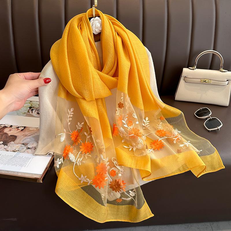 Luxurious Silk Blend Scarf - Soft, Breathable, Windproof, and Elegant Solid Color Shawl for Casual Travel, Beach, and Daily Wear