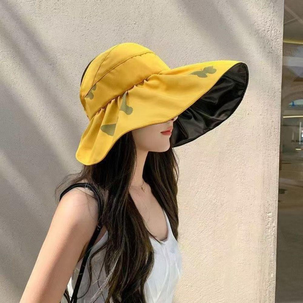 Защита от ультрафиолета Летняя солнцезащитная кепка Складная солнцезащитная панама с большим козырьком Женская солнцезащитная шляпа