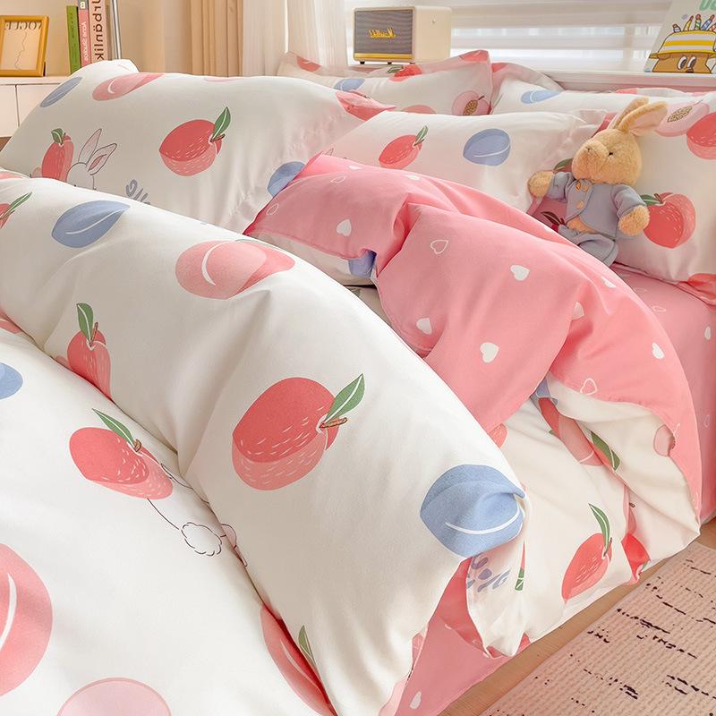 Thickened Skin-friendly Cotton Sheets Four-piece Quilt Cover Twill Sheets Cartoon Dormitory Three-piece Set