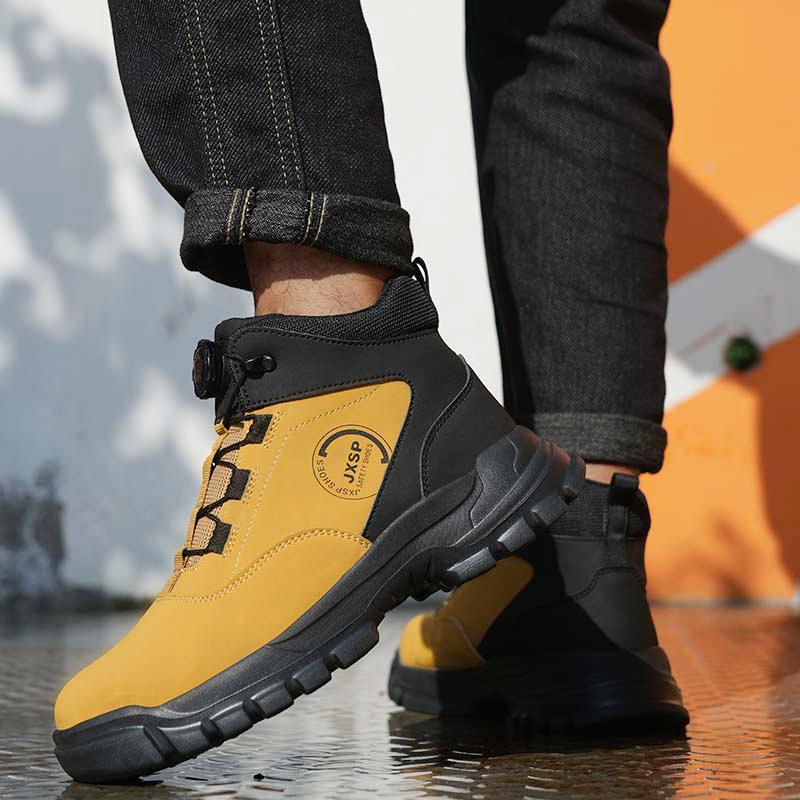 2025 Новые рабочие ботинки с вращающейся кнопкой Мужские непрокалываемые мужские защитные ботинки Защитная обувь Неразрушимая безопасность Стальные носки