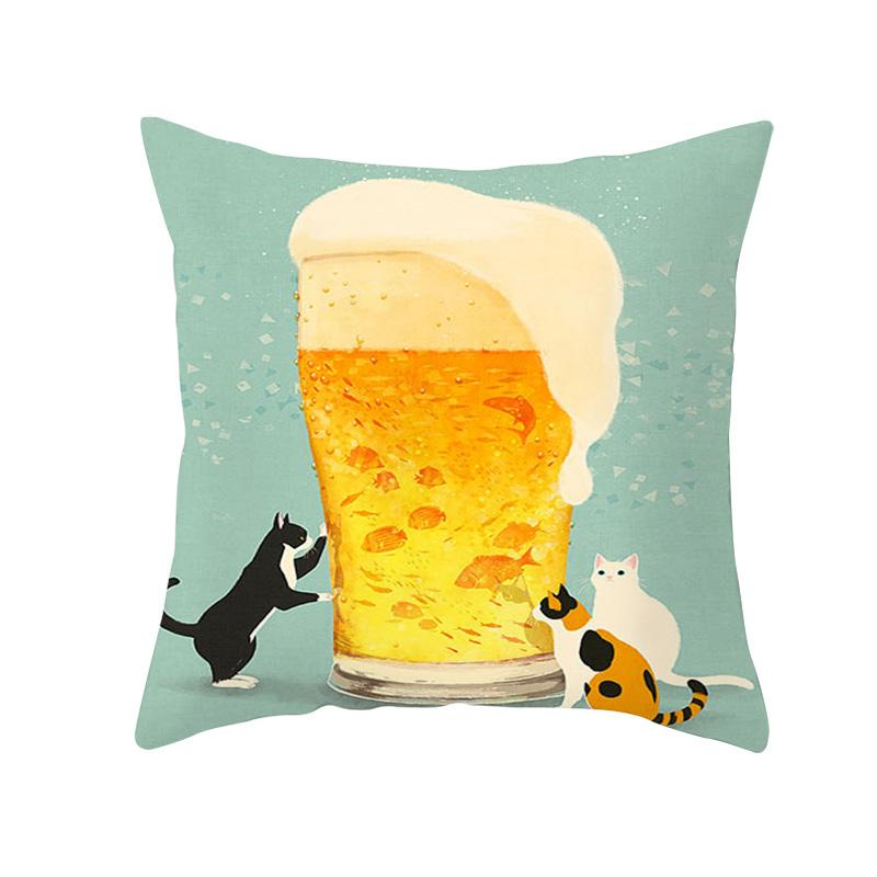 Cute cat pattern Doublesided Printed pillow cover Short plush Suitable living rooms bedrooms sofas throw cushion cover