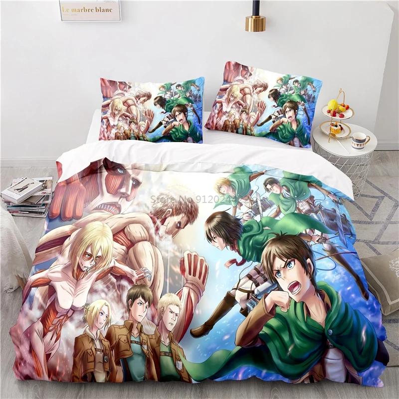 Japan Attack On Titan 3d Duvet Cover Sets Printed Bedding Set Pillowcase Twin Full Queen King Size Linen Bedclothes Dropshipping