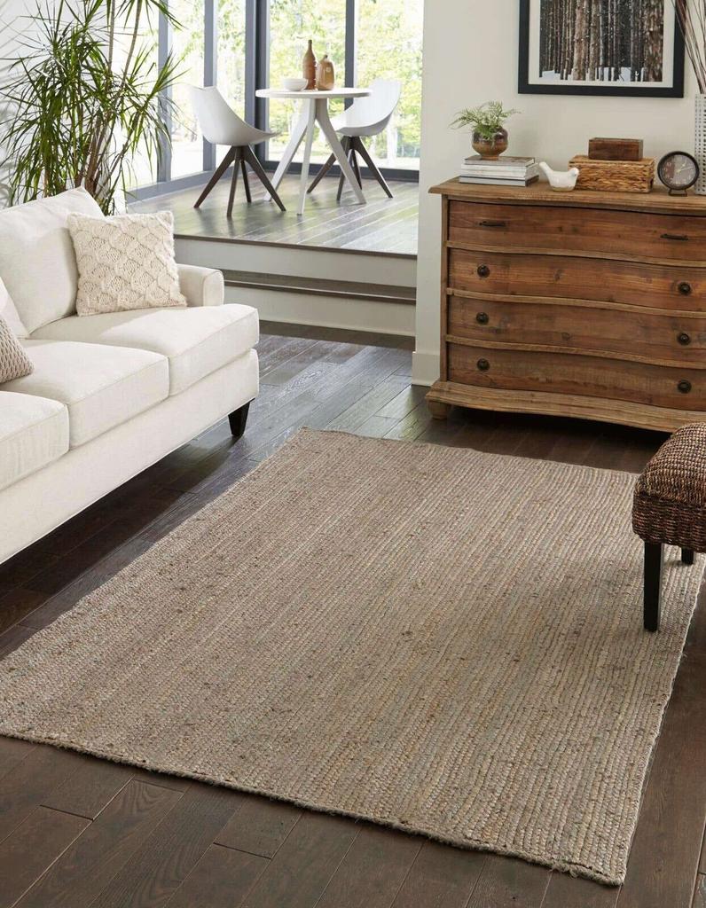 Rug Runner 100% Natural Jute Braided Handmade Carpet Modern Rustic Look Area Rug