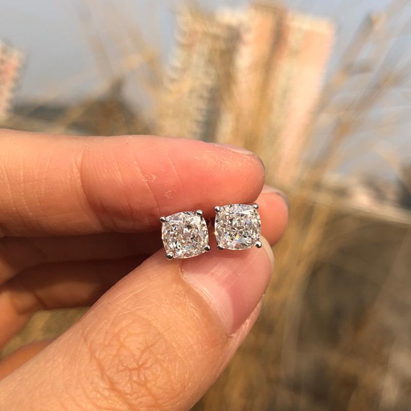 Gica Gema Серьги-подушки из стерлингового серебра 925 пробы, 2 карата, 6*6 м, темпераментные серьги для женщин, изысканные ювелирные изделия высокого качества, подарок на День святого Валентина