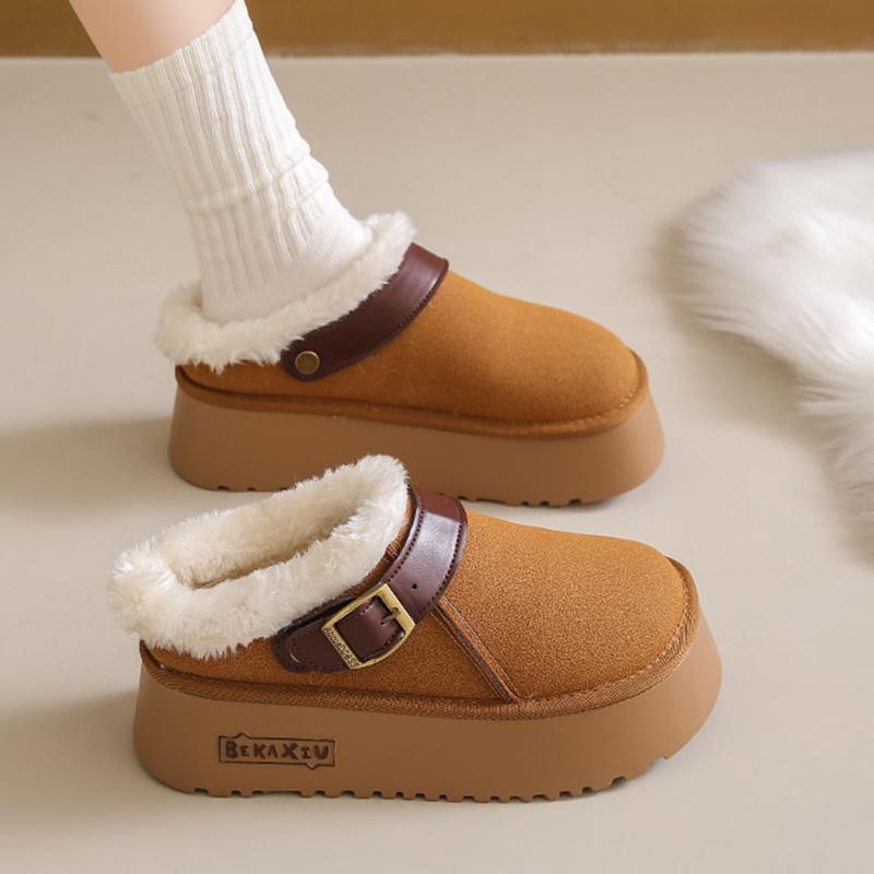 Ботильоны женские на меховой платформе, замшевые короткие плюшевые туфли на плоской подошве, хлопковая обувь, тренд 2025 года, теплые зимние тапочки, уютные домашние женские туфли Zapatos