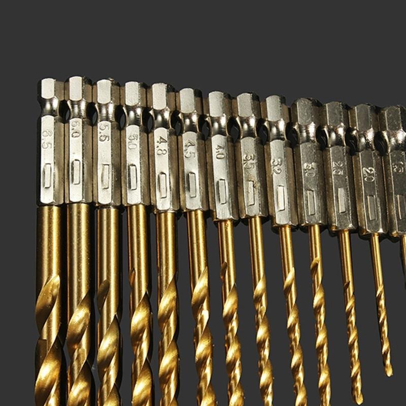 Tungsten Carbide Twist Drill Bit Power Tool High Speed Steel HSS Titanium Coated Drill Bit Set 1/4