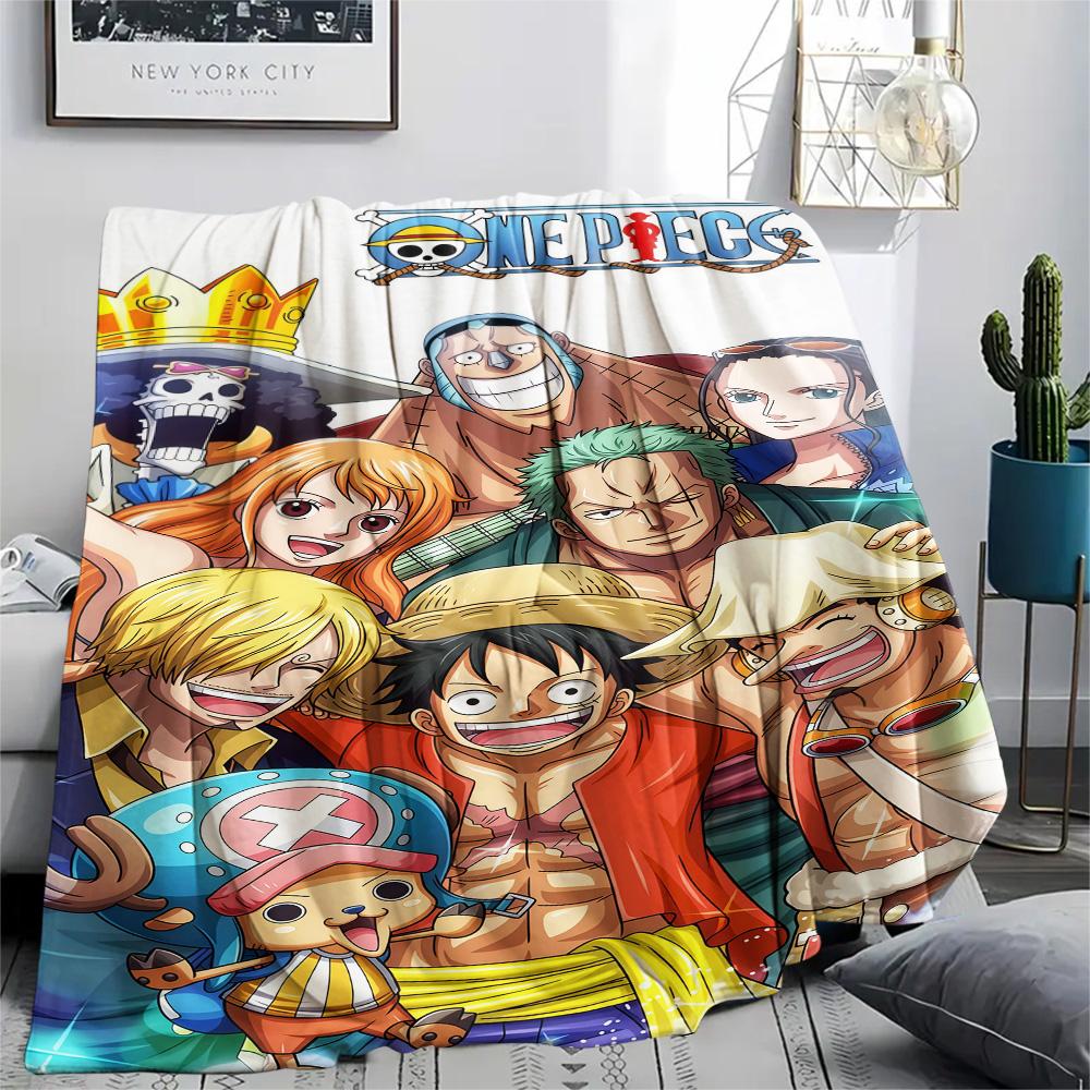 1PC One Piece Monkey D Luffy Patterned Flannel Blanket Suitable For All Seasons For Home Decor Warmth And Comfort Gifts Holiday Present