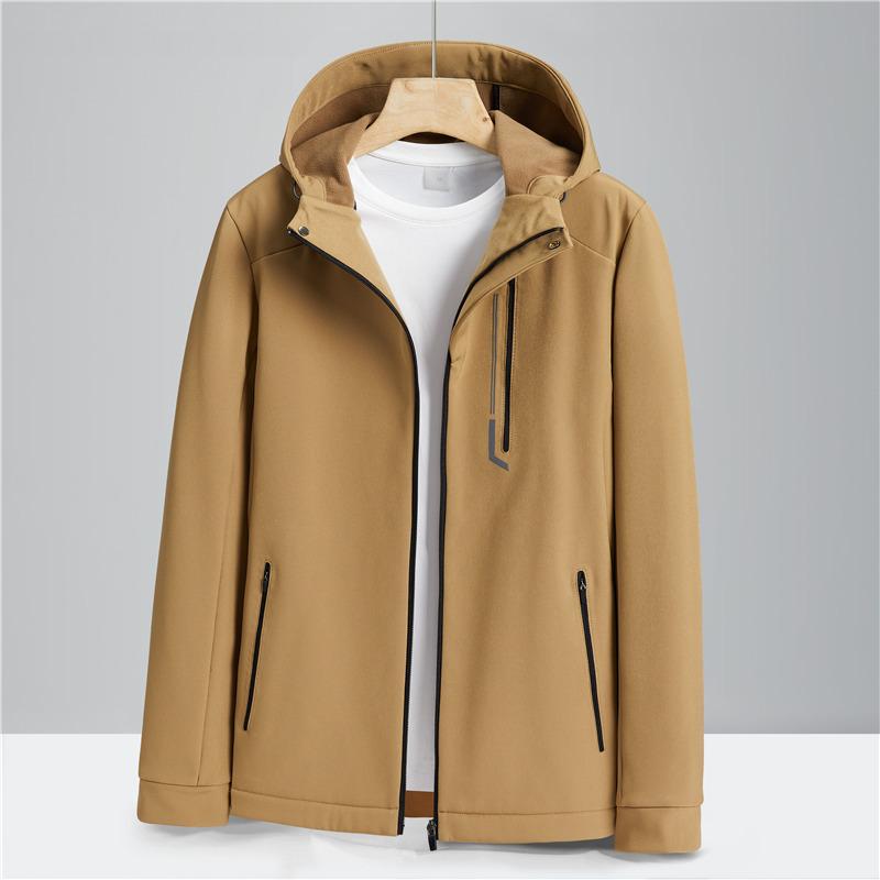 Waterproof and Windproof Soft Shell Hooded Men's Spring and Autumn Thin Single-layer Outdoor Clothing Mountaineering Jacket Trendy Jacket To Keep Warm