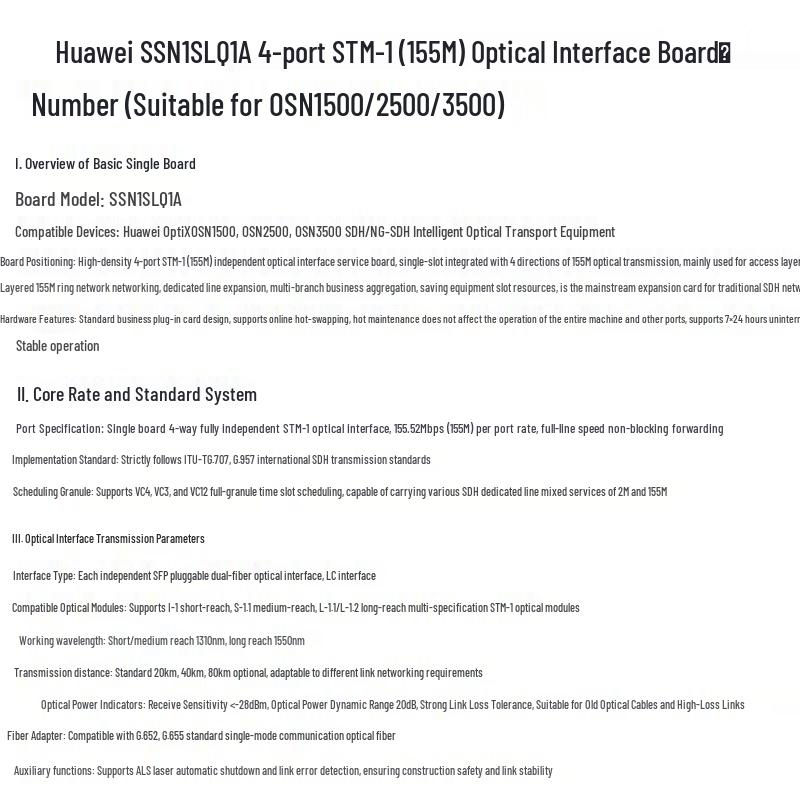 Huawei SSN1SLQ1A 4xSTM-1 Optical Interface Board