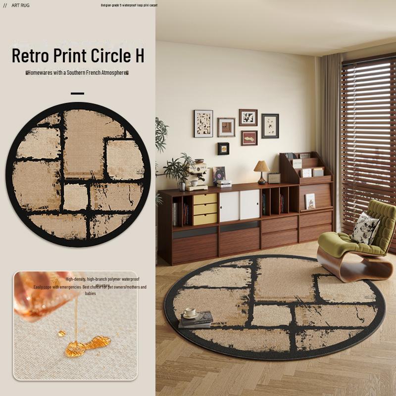 Толстый Водонепроницаемый Круглый Ковер во Французском Стиле для Спальни, Дивана, Кофейного Столика и Гардеробной