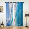 Blue Sea Waves Scenery Windows Curtains Living Room Bedroom Window Treatments Household Kitchen Curtains