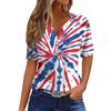 Жен. Футболка Футболка День независимости С принтом Пуговицы С короткими рукавами Повседневные Выходные Мода Классический Классический V-образный вырез Обычный Топ