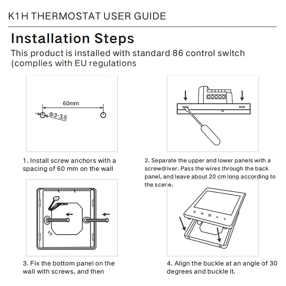AC90V-240V 3A 16A Water Electric Floor Heating TRV House Room Thermostat Temperature Controller Digital LCD Display Wall Mounted