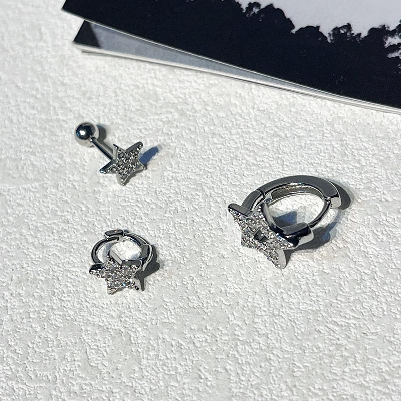 3 шт./компл. модные серьги-гвоздики с пентаграммой из циркония для женщин и девочек, серьги-кольца в стиле панк-крутые со звездами, милые эстетичные украшения, подарок на вечеринку