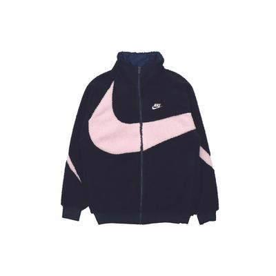 Флисовая теплая куртка с воротником-стойкой и логотипом Big Swoosh, мужская куртка Obsidian DH2474-456