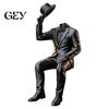 Modern Art Living Room Accents 3D Printed Sitting Gentleman Ornament, Minimalist Abstract Faceless Figurine, Creative Desktop Display Statue Aesthetic