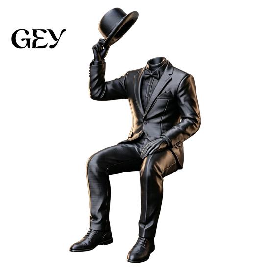 Modern Art Living Room Accents 3D Printed Sitting Gentleman Ornament, Minimalist Abstract Faceless Figurine, Creative Desktop Display Statue Aesthetic