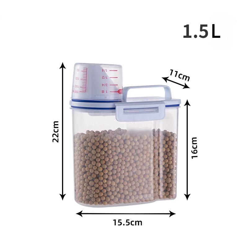 Ведро для корма для собак и кошек, пластиковый резервуар для хранения с мерным стаканчиком, влагостойкий герметичный резервуар, аксессуары для домашних животных