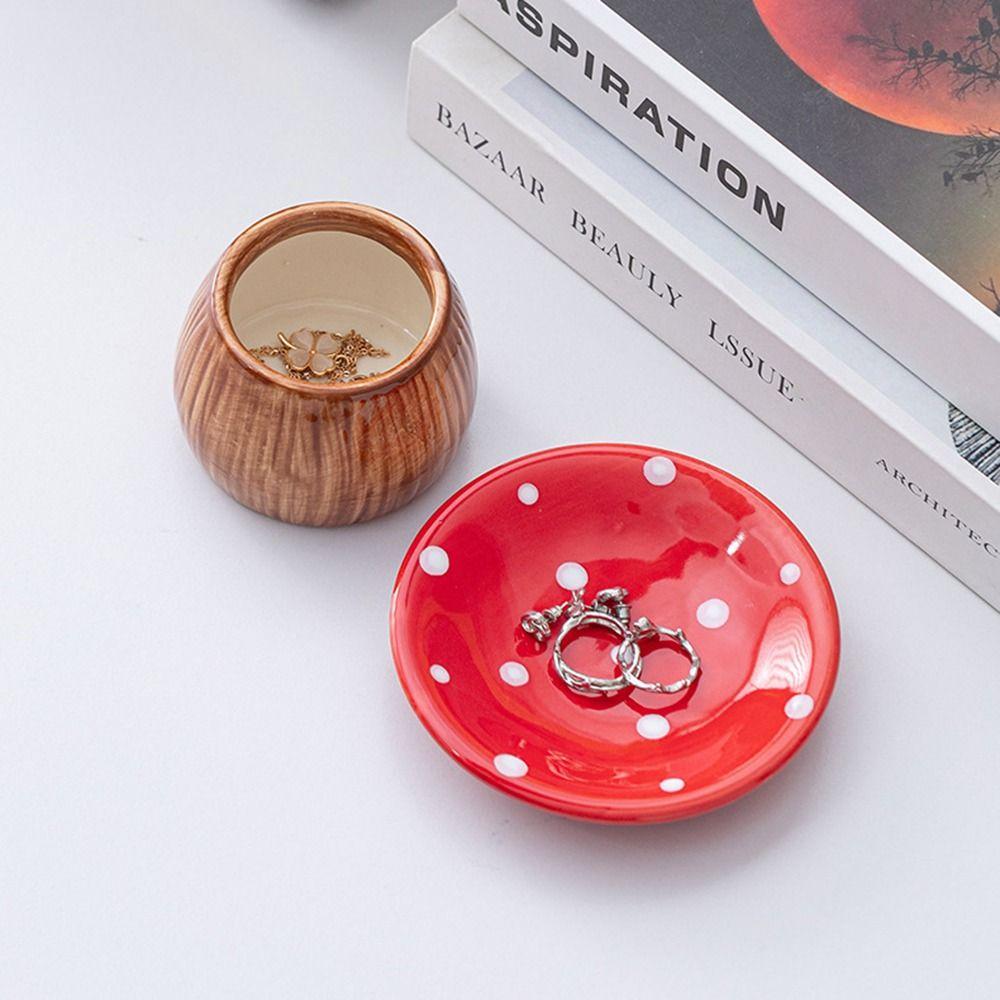 Mushroom Shape Mushroom Storage Tray Detachable Jewelry Organizer Cute Ceramic Key Catchall  Phone
