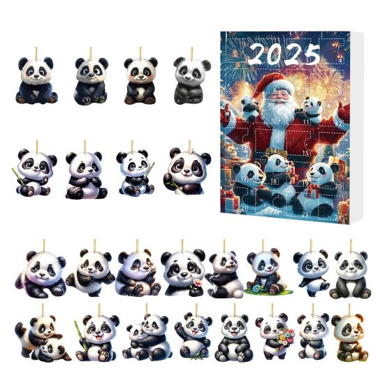 2025 Рождественский Панда Адвент-календарь Мультяшный 2D Акриловый Подвеска Панда Календарь Обратного Отсчета Многофункциональные Домашние Украшения