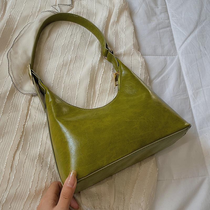 Винтажная женская сумка через плечо из искусственной кожи, трендовые зеленые сумки через подмышки для женщин, минималистичная роскошная дизайнерская маленькая сумочка