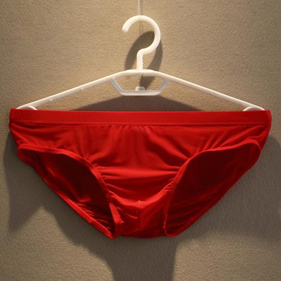 Men Briefs Ice Silk Low Waist Solid Color Ultra Thin Seamless Quick Dry Underpants Panties Underwear for Daily Wear
