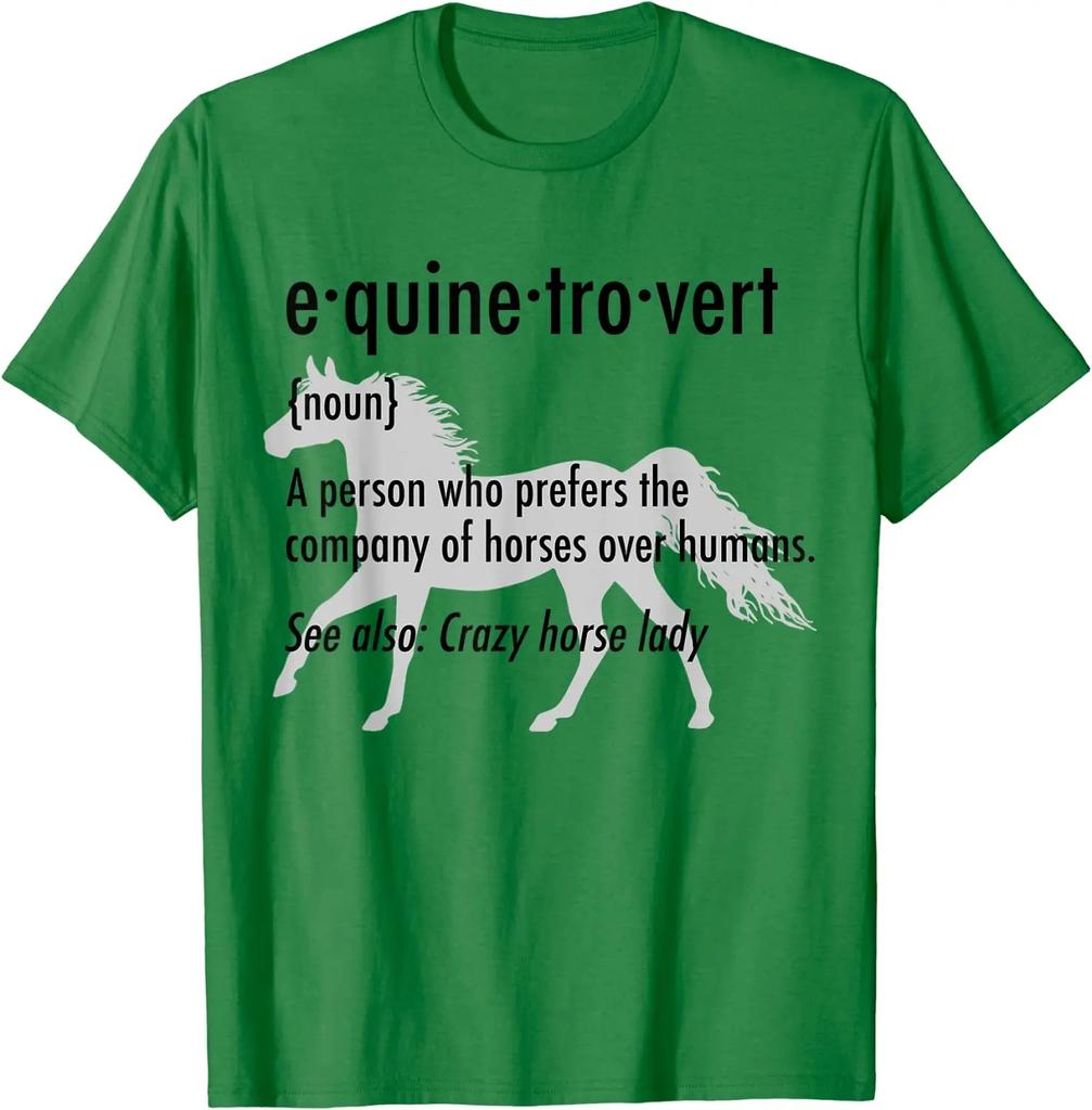 Equine Introvert T-Shirt Funny Horse Lover Gift Shirt Cotton Student Tshirts Simple Style Tees Funny Casual