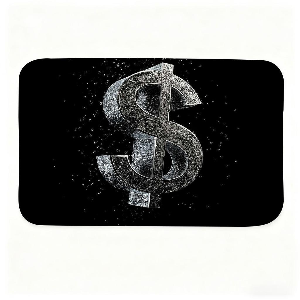 Contemporary Dollar Sign Print Area Rug Absorbent Non-Slip Floor Mat for Office Dorm and Home Entryway Decor