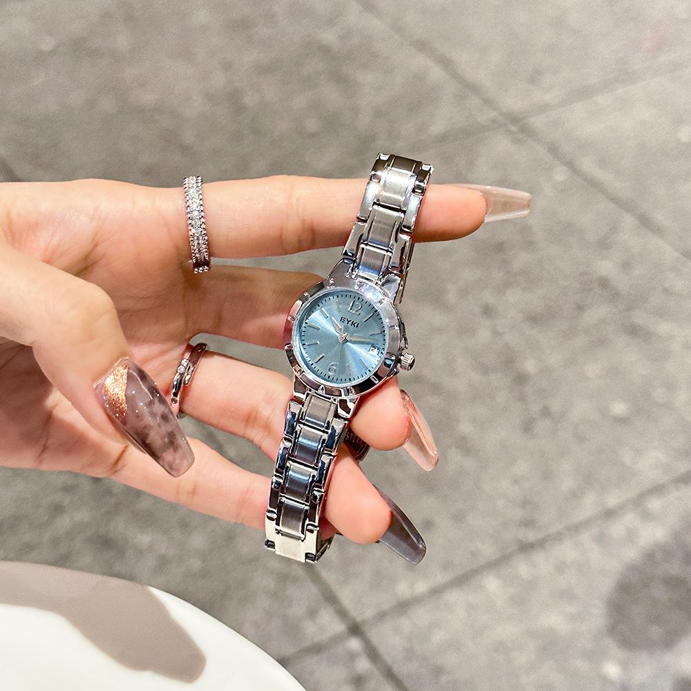 Новые студенческие модные темпераментные женские часы с ремешком для поездок на работу, календарь, ниша, легкие роскошные повседневные кварцевые часы со стальным ремешком