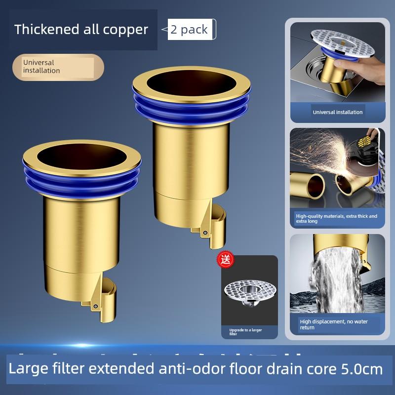 Submarine-Style All-Copper Extended Drain Core with Stainless Steel Extension Pipe, Anti-Odor Repair Tool, Special Inner Core