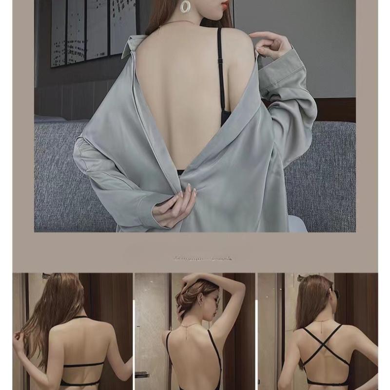 Sexy Large Backless U-shaped Beautiful Back Sling Underwear Women's Thin Section Seamless Small Chest Gathered Strapless Bra