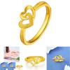 Chic Gold-plated Double Heart Ring Adjustable And Charming Heart Design Perfect For Women's Fashion
