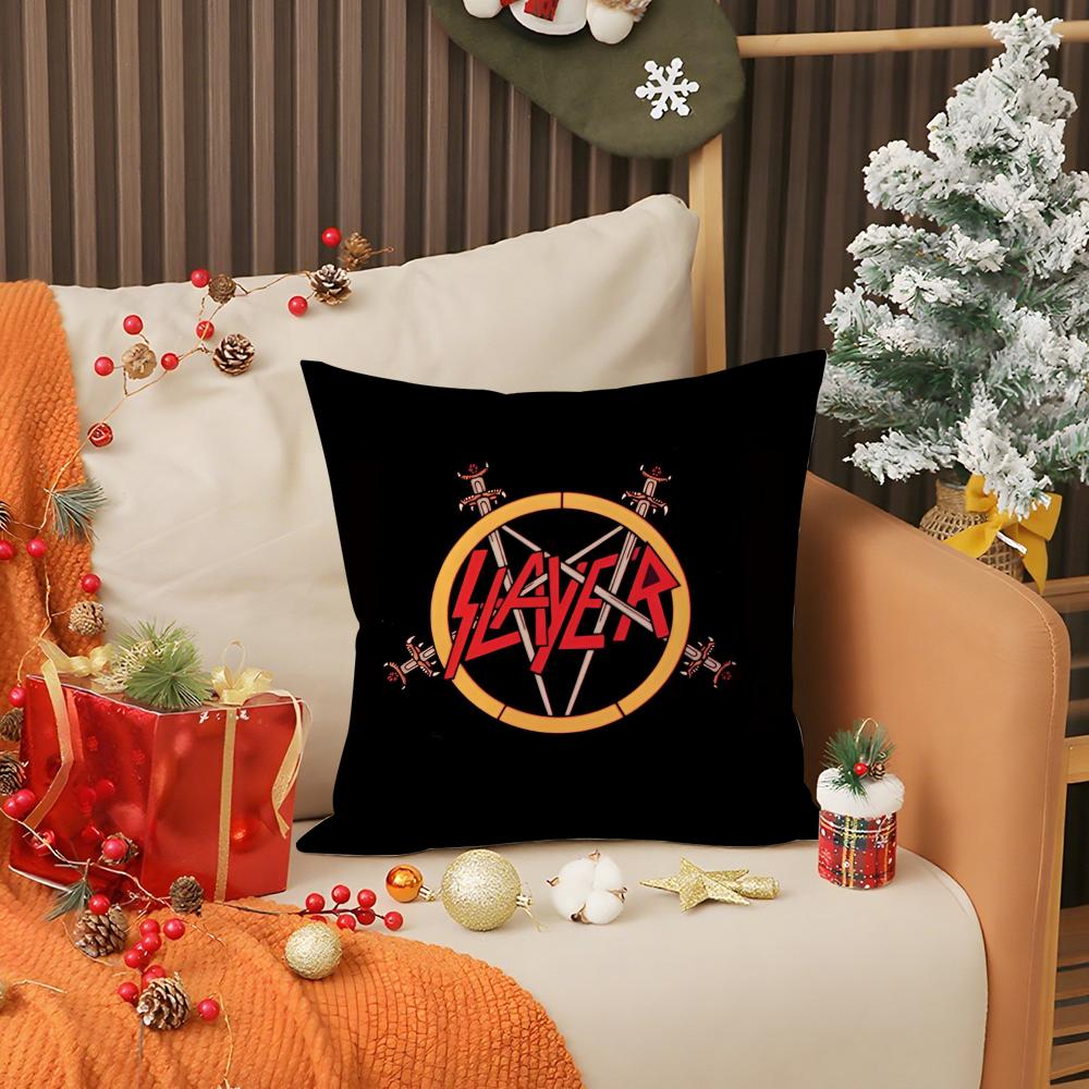 S-Slayer Хэви-метал Рок-группа Наволочка Защита от пылевых клещей Подушка Невидимая молния Шелковистый короткий плюш Чехол на подушку для дивана
