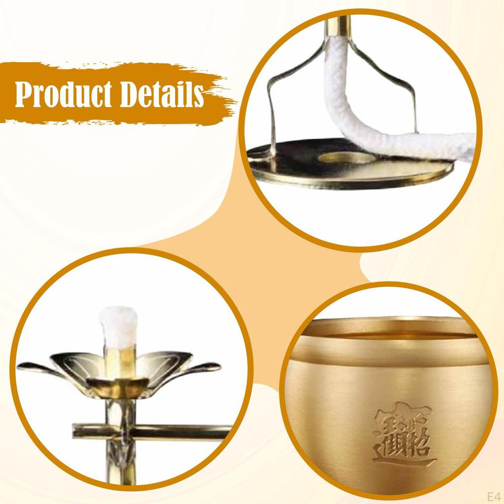 Ретро масляная лампа регулируемая яркость медные алтарные принадлежности украшение держатель для гхи масляные лампы