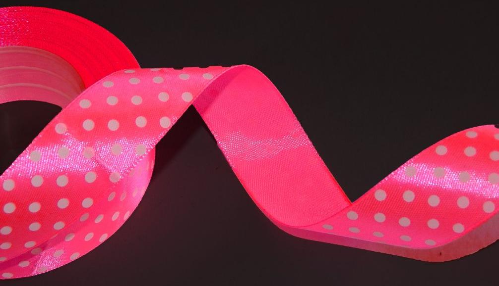 Satin Ribbon with Dots Pink 22M 38Mm