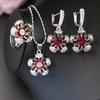 Summer Fashion Versatile Zircon Jewelry Set Flower Necklace Earrings Ring