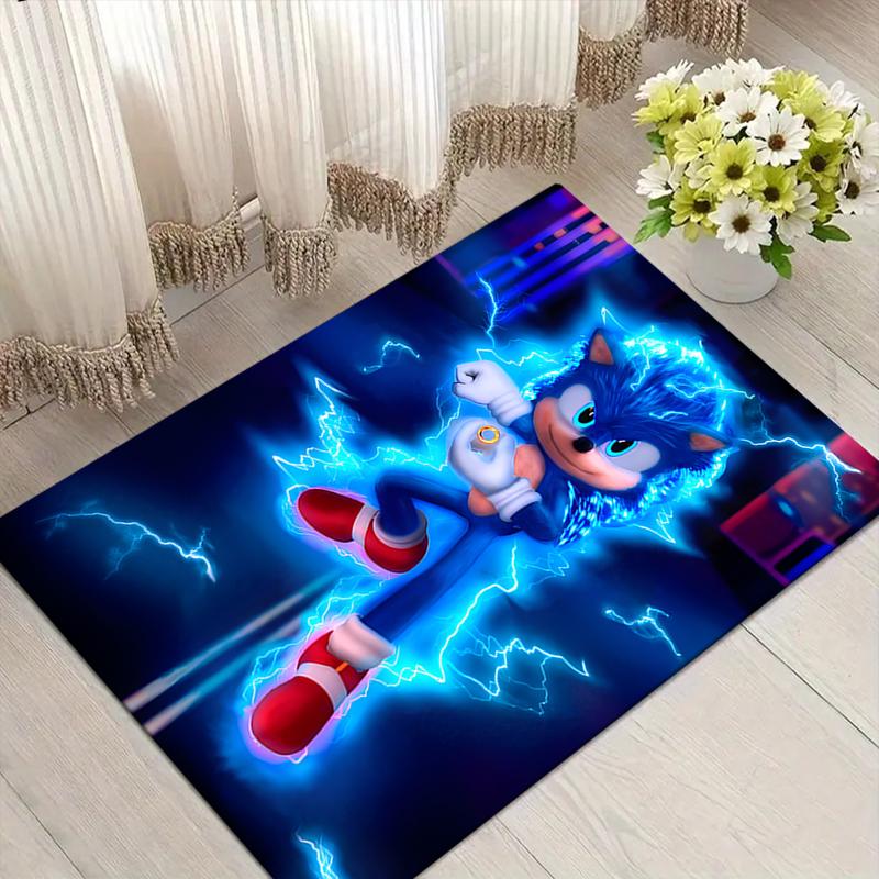 Sonic Adventure Style Crystal Velvet Rug, Soft Anti‑Slip Crystal Velvet Carpet for Living Room Bedroom Home Decor