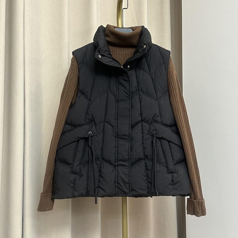 Европейский белый утиный пуховый жилет женский 2024 осень и зима новый свободный повседневный модный универсальный жилет куртка жилет