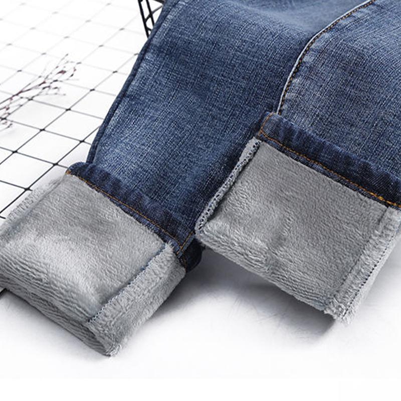 Зимние толстые бархатные женские джинсы скинни с высокой талией, простые флисовые теплые облегающие эластичные женские повседневные джинсовые брюки-карандаш