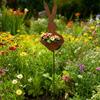Easter Vintage Metal Rabbit Shaped Planter Garden Stake Rustic Bunny Silhouette Yard Decor with Patina Finish for Outdoor Garden Spring Flower Plants