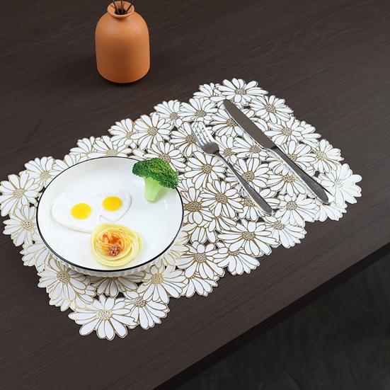 ПВХ-салфетки, изолированные защитные покрытия для стола, цветущие цветы, противоскользящая подставка под чашу, устойчивая к пятнам, элегантный домашний декор