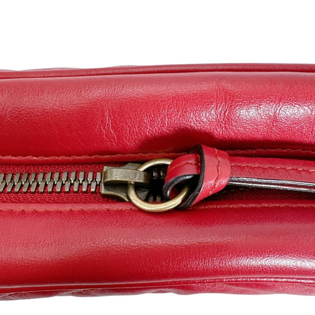 GUCCI Small GG Marmont cross body sling bag Camera bag leather Red Women 447632 Used