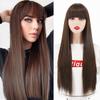 MERISIHAIR Женский длинный прямой серебряный парик с челкой, черный, серебристый, коричневый, цвет омбре, парик из синтетического волокна для женщин