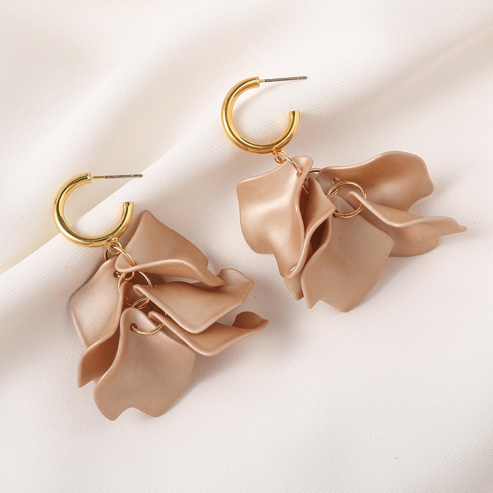 Pinkdudu Модные серьги-капли в виде лепестков роз из смолы с жемчужным блеском, женские украшения PD2386