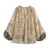 Kaslead New Women clothes Western Style Metal Color Thread Print Shirts Skirt 1821223 1821221