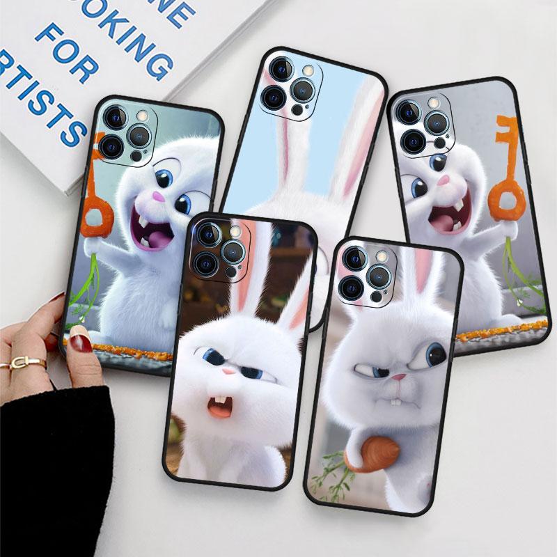 Чехол с милым кроликом для Apple iPhone 11 13 14 12 Pro Max 7 8 XR X 6 5 5S SE 2022 13ProMax, черный силиконовый чехол для телефона