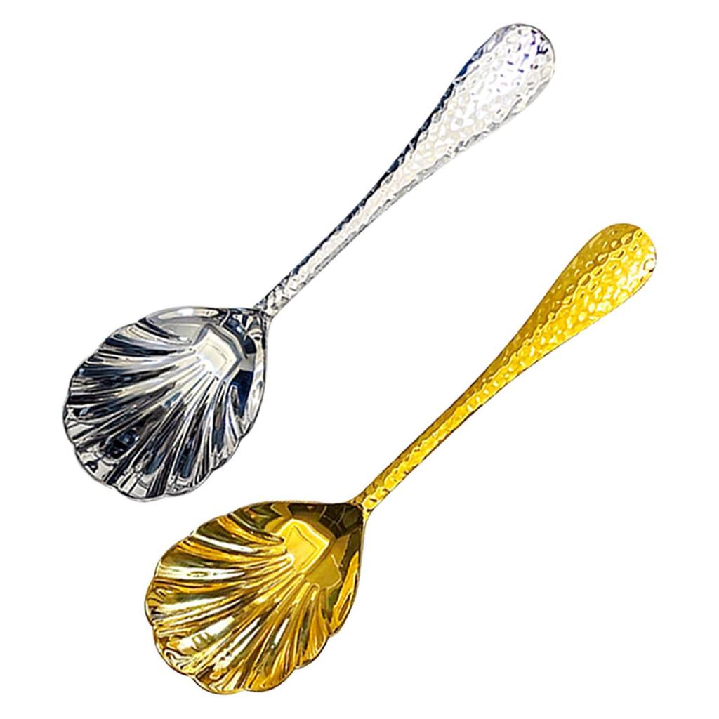 Сервировочная ложка, ложка для смазывания, форма ракушки, длинная ручка, столовые приборы, суповая ложка для