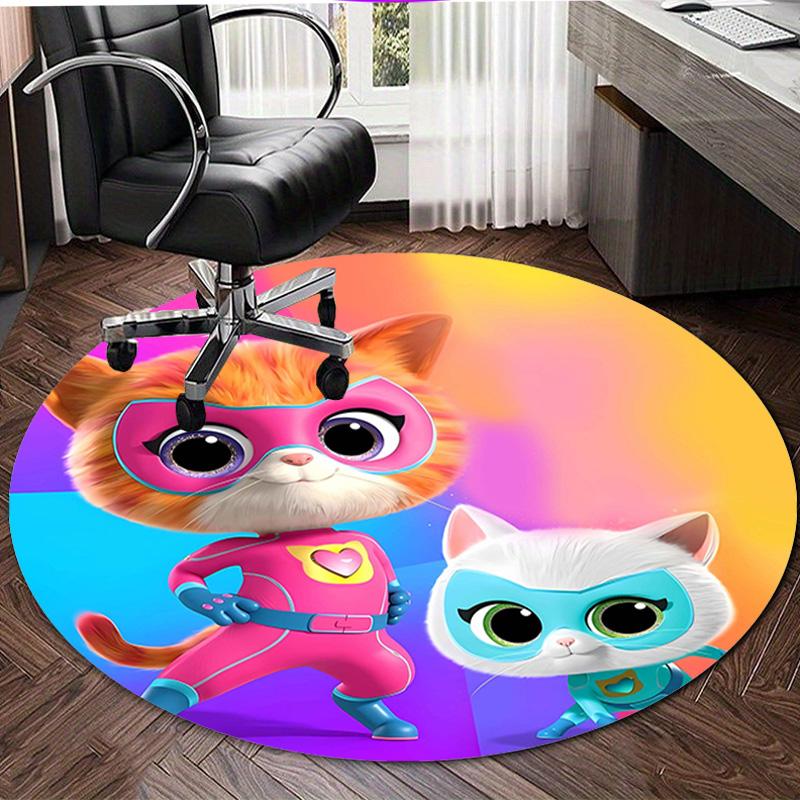 1pc Super Kitties Adventures3 Design Printed Area Round Carpet for Bedroom Living Room Home Decor Rugs Mat Non Slip Mat Rug for Bedside